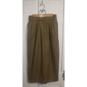 New Vintage Deadstock Barry Bricken A-line Midi skirt Tan Wool 2 Pockets Sz M L